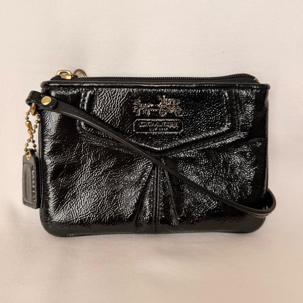 Coach Madison Black Patent Leather Wristlet
